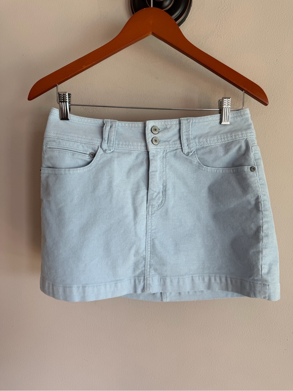 American Eagle Outfitters Pale Blue Corduroy Mini Skirt
